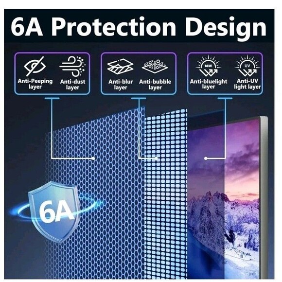 Magnetic Computer Privacy Screen Filter 24 inch, Removable Hanging Thin Bezel An - Picture 2 of 9